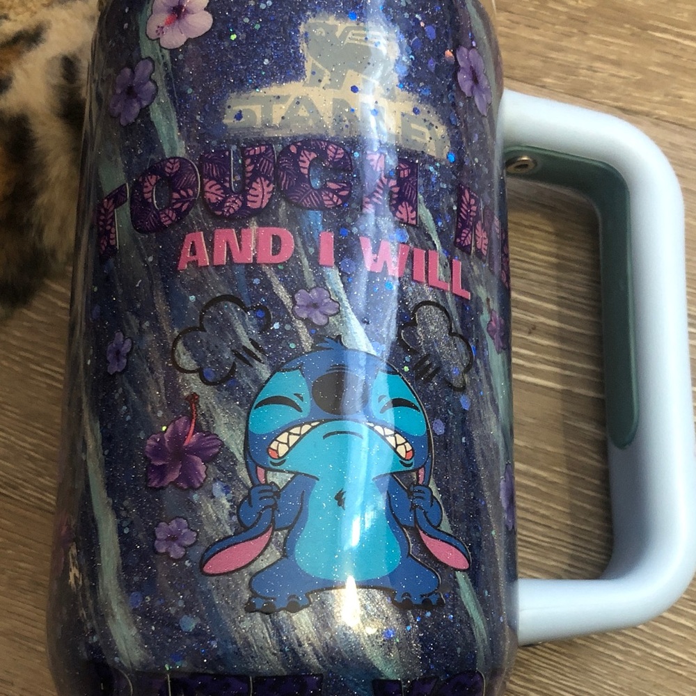 Disney Stitch Blue and Purple Glitter Stanley 30 oz